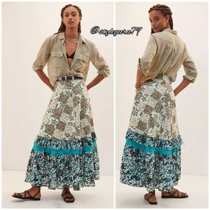 NWT, Anthropologie, Floral Patchwork Maxi Skirt